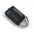 Bolsa pequeña de malla de nailon negro con cremallera y correa portátil para accesorios - Negro