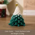 Green and white Christmas tree shaped scented candle with 9cm height for festive decor - Northern Cedar Scent / With Color Box / Christmas Green
