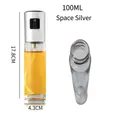 100ml space silver stainless steel glass oil spray bottle for BBQ and kitchen cooking - Large Diameter Style / 100ml / Space Silver