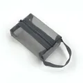 Estuche de malla gris compacto con cremallera y asa para monedas y accesorios pequeños - Gris