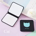 Compact square folding makeup mirror featuring a blue cat design and 'love day' text. - Cat