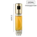 100ml press-type glass oil sprayer bottle with champagne gold cap and size measurements - 100ml (Color Box Pack) / Luxury Gold