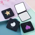 Portable double-sided square compact mirror featuring heart, star and moon artistic designs - Heart Style