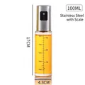 100ml stainless steel oil sprayer bottle with precise scale markings for kitchen use. - With Scale Style / 100ml / Steel Color