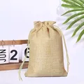 Small burlap drawstring bag in natural jute texture for gifts - Beige (Nylon Rope) / 7cm*9cm