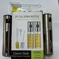 Professional 2-piece stainless steel oil spray bottle set with cleaning brush and funnel - 5-Piece Set / 100ml*2 + Tools / Full Stainless Steel Hollow
