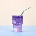 Mini gobelet isotherme 3oz en acier inoxydable avec motif galaxie violette et paille - Avec Couvercle Et Paille / Violet étoilé
