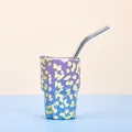 Mini gobelet isotherme 3oz à motif léopard avec paille en acier inoxydable et couvercle - Avec Couvercle Et Paille / Dégradé Violet Vers Bleu