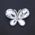 Eleganter silberner Schmetterlings-Brosche mit großen klaren Strasssteinen für Damen - Weiße Schmetterling Brosche (XD10872-5) / Weiß