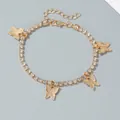 Elegant gold butterfly charm anklet with sparkling crystal rhinestones for summer beach - Butterfly Charm Style (5 Butterflies) / KC Gold