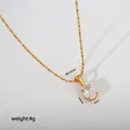 Λεπτομερής προβολή του χρυσού κολιέ από ανοξείδωτο ατσάλι με οβάλ κρυστάλλινο μενταγιόν - Οβάλ Μενταγιόν (G29) / Χρυσό