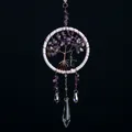 Amethyst life tree dreamcatcher car pendant with crystal prisms and star charm - Purple (MS4052C)