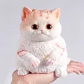 Realistisch wit en oranje siliconen kat squishy speelgoed voor stressverlichting - Realistische Kat / 1 Stuk/Set (Verpakt) / Oranje-witte Strepen