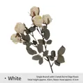 Vintage style white artificial 5-head rose branch for home and table decoration 43cm - White