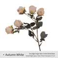 Vintage 5-head artificial small rose spray in autumn white color, 43cm height for home decor - Autumn White