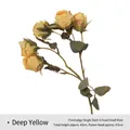 Vintage dark yellow 5-head artificial rose branch, 43cm tall for floral arrangement - Dark Yellow