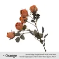 Vintage orange artificial 5-head rose spray for home decor - Orange