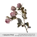 Retro artificial rose spray with five pink burnt-edge flower buds, 43cm stem height - Autumn Pink