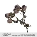 Vintage artificial 5-head small rose branch in light purple coffee color for home decoration - Light Purple Coffee