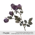 Vintage purple artificial rose branch with 5 heads for home decor - Purple