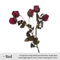 Vintage red artificial rose spray with 5 flower heads for elegant floral home decoration - Red