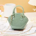 Elegant mini mint green beaded jelly shell bag featuring a stylish gold chain strap - Light Green