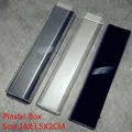 Long rectangular transparent and black plastic display boxes for pens, size 16x3.5x2cm - Plastic Packaging Box / Black