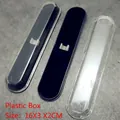 Eleganti custodie per penne in plastica trasparente e nera, dimensioni 16x3x2 cm - Solo Custodia in Plastica (Senza Penna) / 16x3x2cm / Trasparente/Nero