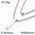 Polished stainless steel bar pendant necklace in silver finish with box chain - With Square Pearl Chain / 600x3mm / Gold