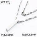 Polished silver stainless steel vertical bar necklace with box chain for men and women - With Box Chain / 600x2mm / Gold