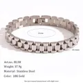 Stainless steel business style watch band bracelet with 10.1mm width and 21cm length - President Link Style (B138) / 10.1mm x 21cm / Steel