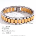 Two-tone gold and silver stainless steel watch-band style bracelet for men - President Link Style (B0337) / 15.0mm x 21cm / Two Colors