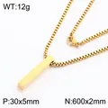 Minimalist gold titanium steel vertical bar pendant necklace with box chain variant - Pendant with Snake Chain (KN303467-K) / Pendant: 30x5mm, Necklace: 600x2mm / Gold
