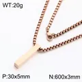 Elegant rose gold titanium steel square bar pendant necklace with a box chain style - Pendant with Box Chain (KN303472-K) / Pendant: 30x5mm, Necklace: 600x3mm / Rose Gold