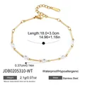 Elegant gold stainless steel bracelet featuring clear zircon stones, length 18.0+3.0cm - Clear Oval Zirconia Dainty Chain Bracelet (JDB0205310-WT)