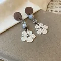 Orecchini pendenti in stile cinese vintage con perni in legno e ciondoli floreali - Stile Fiore Cavo Rondine (29# Perno in Argento)