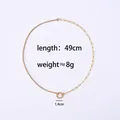 Collier chaîne asymétrique doré avec pendentif fermoir rond, longueur 49 cm - Chaîne à Maillons Mixtes Uniquement (Sans Pendentif)