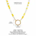 Collier en perles d'acier inoxydable avec pendentif anneau doré, longueur 45 cm à 50 cm - Collier à Clip avec Perles Jaunes