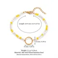 Bracelet de perles jaunes et blanches en acier inoxydable plaqué or 18K avec anneau - Bracelet à Clip avec Perles Jaunes