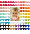 Juego de 40 pinzas para el cabello con lazos de cinta de falla de colores para bebés y niñas - Estilo 50B (50 piezas)