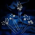Set de 5 épingles à cheveux mariée argentées avec fleurs en strass - Argent (HS-J7335S) / Argent