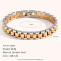 Premium two-tone gold and silver stainless steel watch band style bracelet, 18cm length - President Link Style (B138) / 10.1mm x 18cm / Two Colors