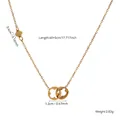 Collana in acciaio inox 316 oro con pendente a doppio anello e ciondolo a quadrifoglio - Stile Quadrifoglio Traforato a Doppio Anello (81623) / 40+5cm / Oro