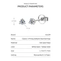 Pendientes de moissanita con 3 garras en acabado chapado en oro de 14K, 3,7 mm. - 0.1 ct / Plateado