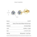 Pendientes de botón de 3 garras bañados en oro de 14K con moissanita brillante 0.3ct - 0.3 ct / Dorado