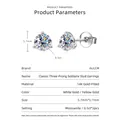 Pendientes elegantes de moissanita de 0,5 ct con tres garras y acabado en oro blanco de 14K - 0.5 ct / Plateado