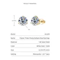 Pendientes clásicos de moissanita de 2 quilates en baño de oro de 14K con detalles técnicos. - 2 ct / Dorado