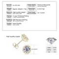 Pendientes de moissanita de 2ct en cobre chapado en oro para mujer elegante - Estilo Brillante Individual / 2 ct / Dorado
