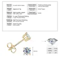 Clásicos pendientes de moissanita de 4 mm en acabado de cobre de alta calidad chapado en oro - De cuatro garras / 0.3 ct / Dorado