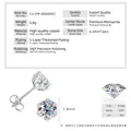 Pendientes de botón de moissanita con tres garras, piedras color D VVS1, baño plata - Estilo con Borde de Cuentas / 1 ct / Plateado